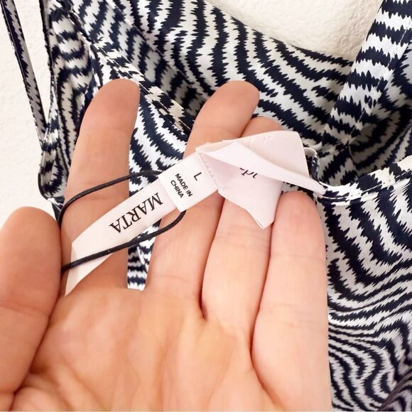 Cinq A Sept Zebra Black White Silk Drape Cowel Tank Top Spaghetti Strap Large - Picture 6 of 6